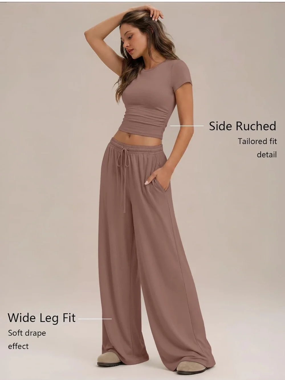 NEW 2 Piece Matching Summer Lounge Set - Mauve Rose, size L